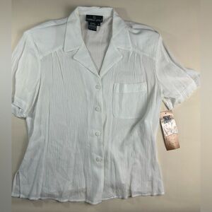 Carole Little White Short-Sleeve Button-Front Shirt
